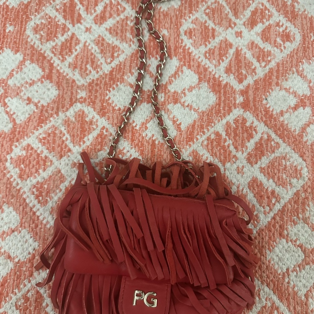 Red Crossbody Bag with Ruched Detailing